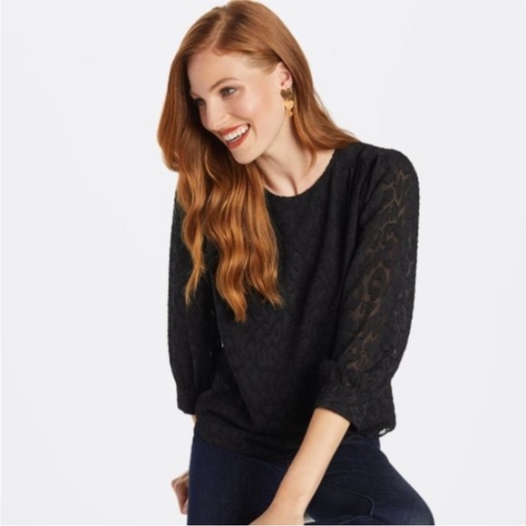 Draper James • Black Belle Meade Leopard Print Blouse - Picture 10 of 11